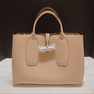 Authentic Longchamp Roseau Leather Crossbody Tote in Powder- NWOT